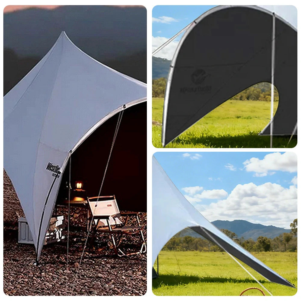 TREKKA Outdoor Sun Shelter Canopy - UV-Resistant Blackout Coating, Wide Shading Coverage, Stable Multi-Point Support - Fog White