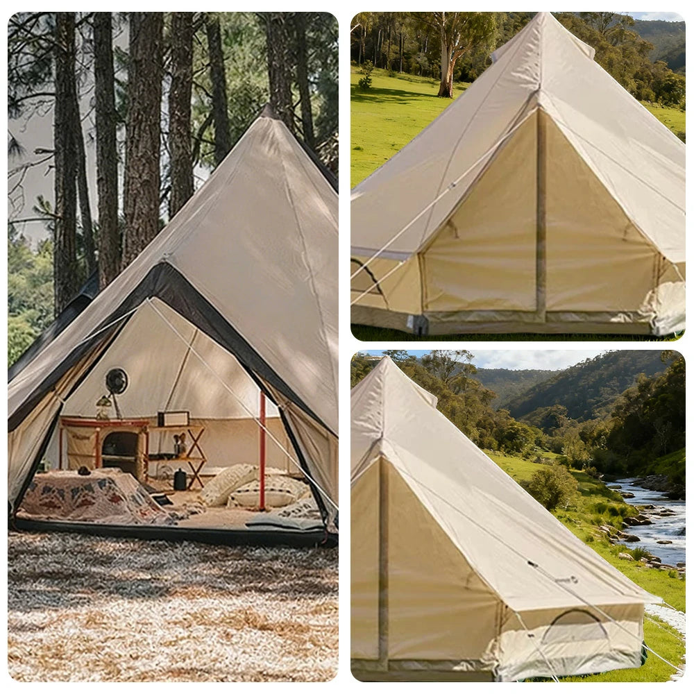 TREKKA 14 Square Meter Large Indian-Style Camping Tent - Durable Poly-Cotton Fabric, Spacious Interior, All-Season Outdoor Shelter - Beige