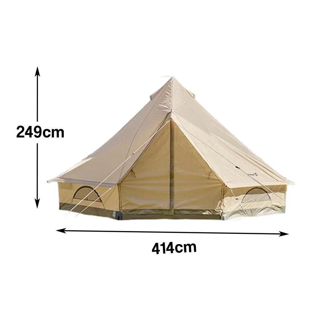 TREKKA 14 Square Meter Large Indian-Style Camping Tent - Durable Poly-Cotton Fabric, Spacious Interior, All-Season Outdoor Shelter - Beige