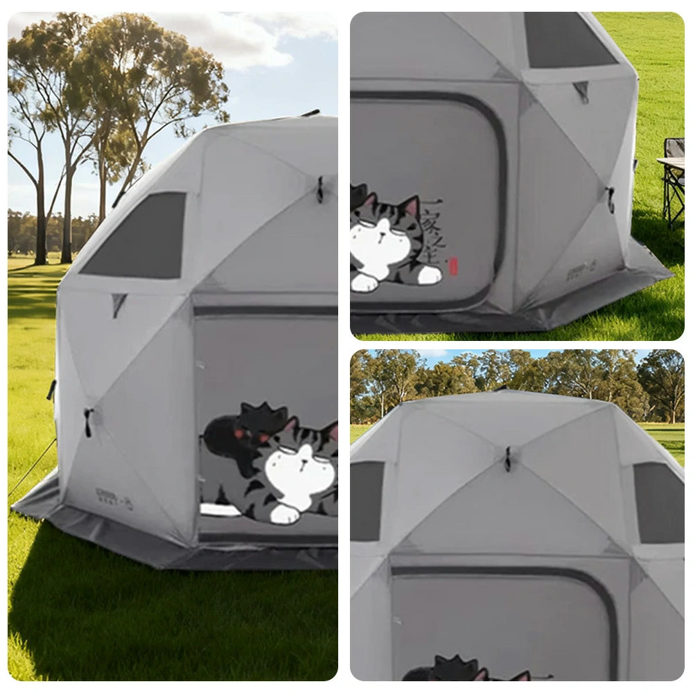 TREKKA Automatic Pop-Up Camping Tent - Instant Setup, Stable Dome Structure, Ventilated Windows, Spacious 2-4 Person Outdoor Shelter - Elephant Grey