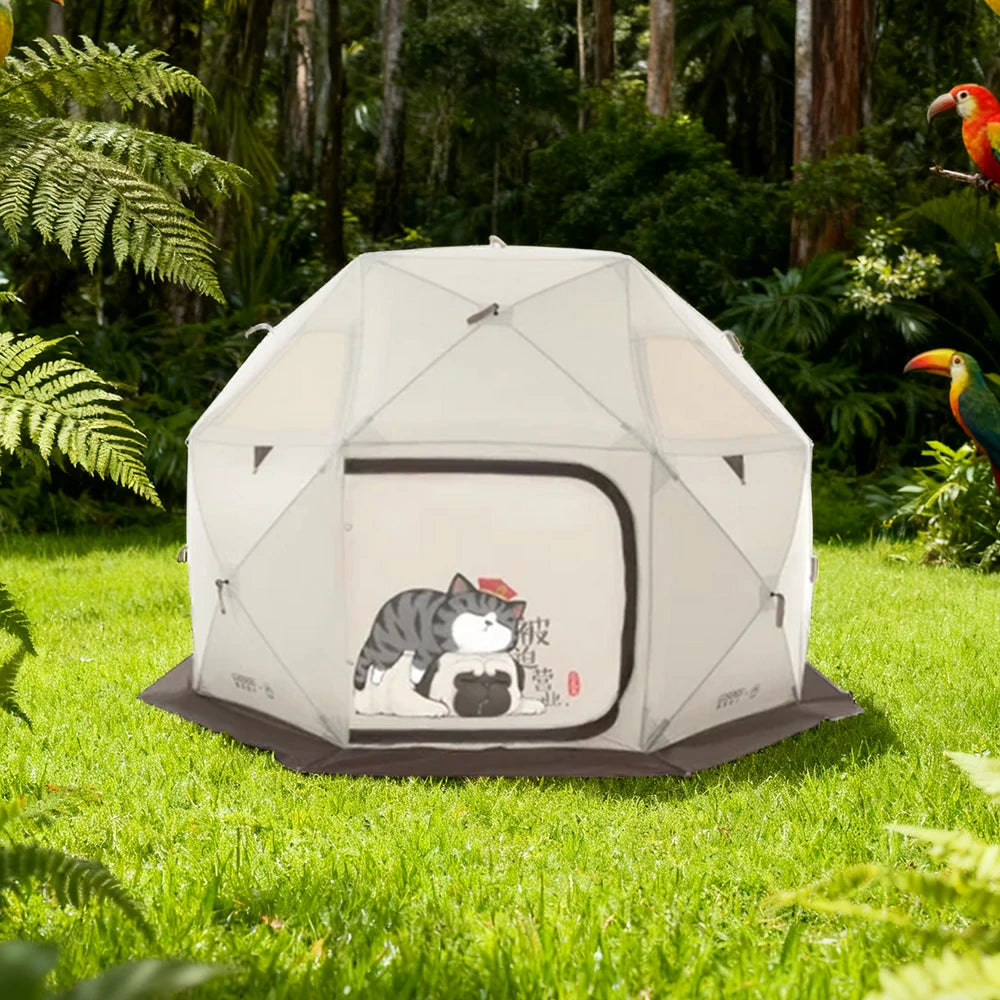 TREKKA Automatic Pop-Up Camping Tent - Instant Setup, Stable Dome Structure, Ventilated Windows, Spacious 2-4 Person Outdoor Shelter - Beige