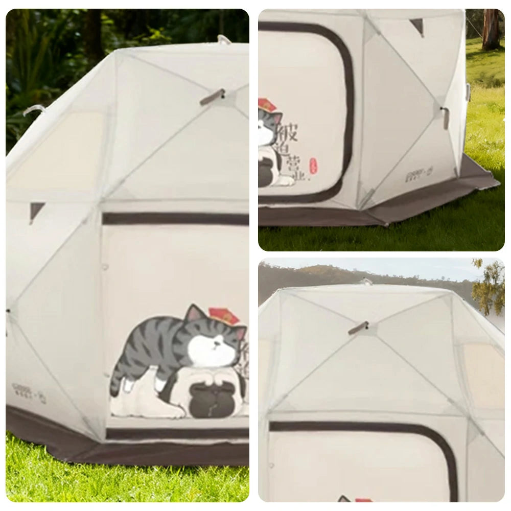 TREKKA Automatic Pop-Up Camping Tent - Instant Setup, Stable Dome Structure, Ventilated Windows, Spacious 2-4 Person Outdoor Shelter - Beige