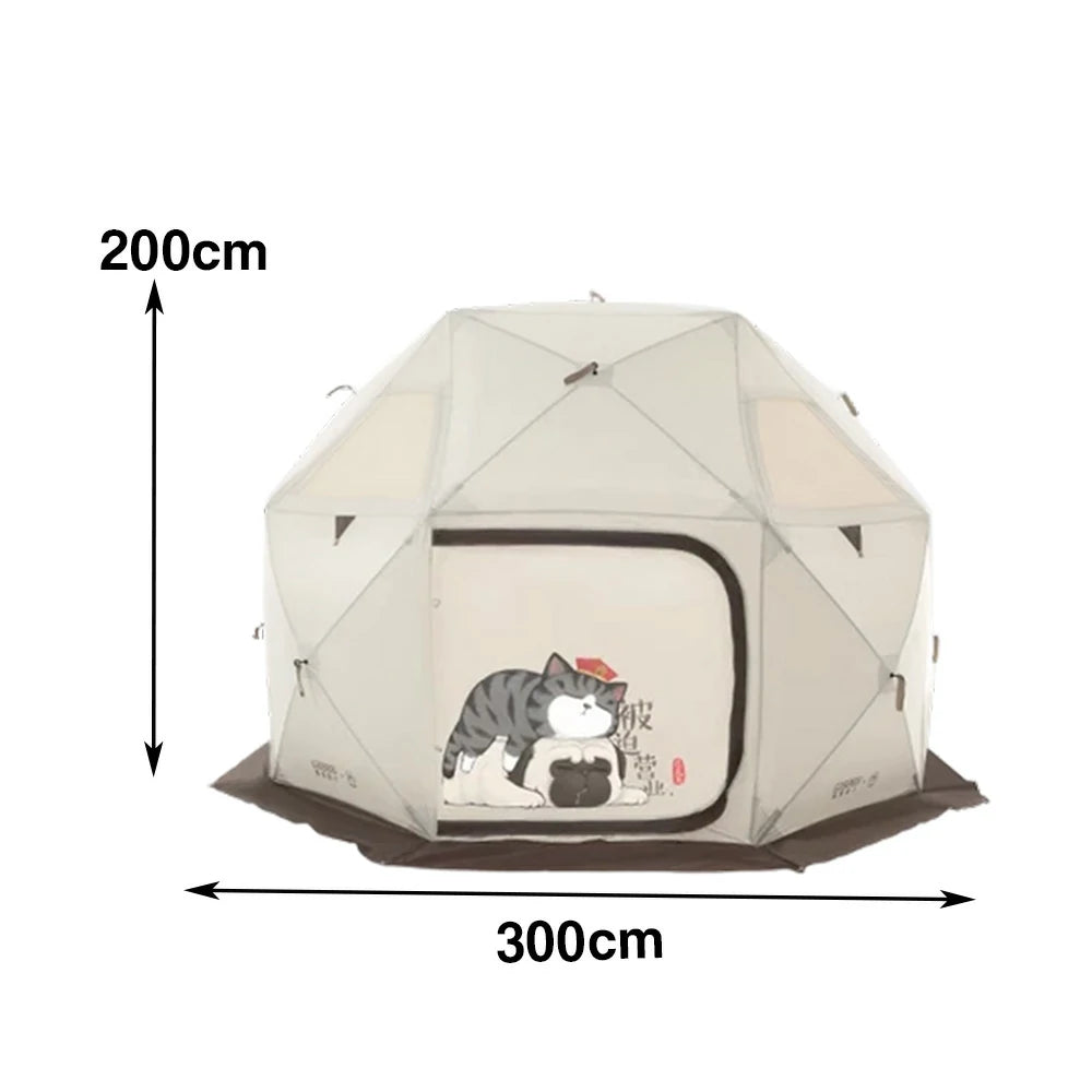 TREKKA Automatic Pop-Up Camping Tent - Instant Setup, Stable Dome Structure, Ventilated Windows, Spacious 2-4 Person Outdoor Shelter - Beige