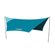 TREKKA 22 Square Meters Hexagonal Camping Tarp Shelter - Cotton-Touch Fabric, Wind-Resistant, Waterproof Sunshade for 4-8 People - Blue