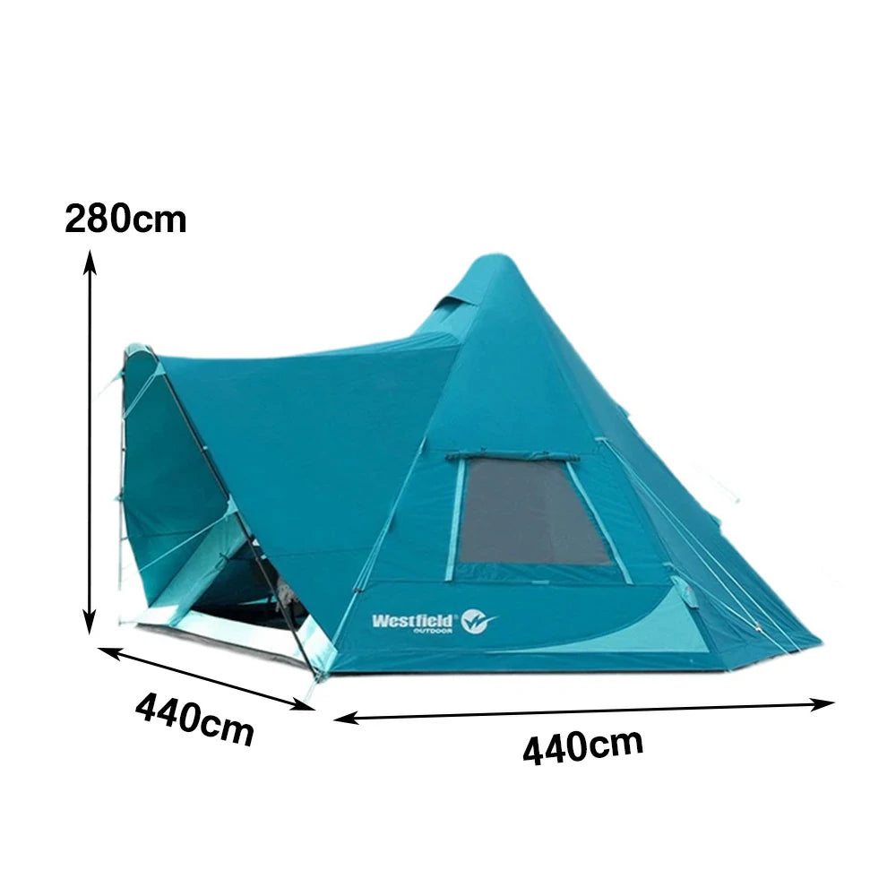 TREKKA 20 Square Meter Inflatable Cotton-Touch Tent - Integrated TPU Air Columns, Wind-Resistant, Waterproof, Spacious 4-8 Person Shelter - Blue