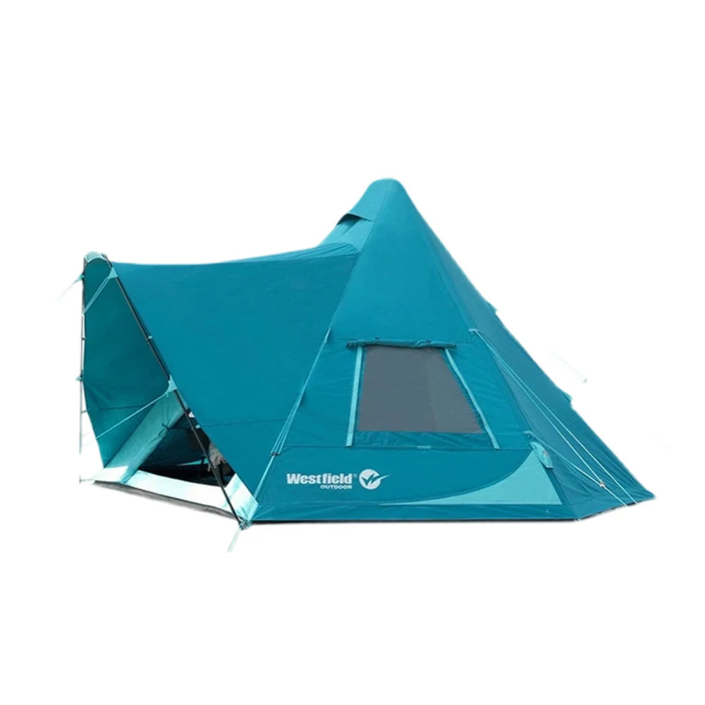 TREKKA 20 Square Meter Inflatable Cotton-Touch Tent - Integrated TPU Air Columns, Wind-Resistant, Waterproof, Spacious 4-8 Person Shelter - Blue