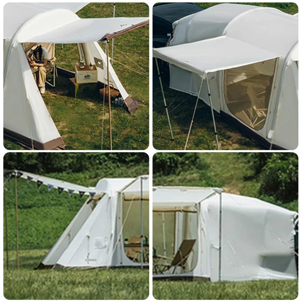 TREKKA Connectable Tunnel Camping Tent - Vehicle-Compatible Design, Spacious Multi-Room Shelter, Windproof & Waterproof Outdoor Setup - White