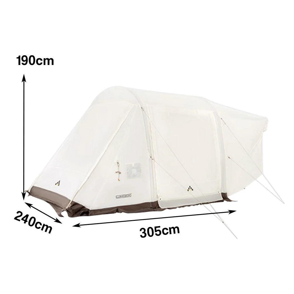TREKKA Connectable Tunnel Camping Tent - Vehicle-Compatible Design, Spacious Multi-Room Shelter, Windproof & Waterproof Outdoor Setup - White
