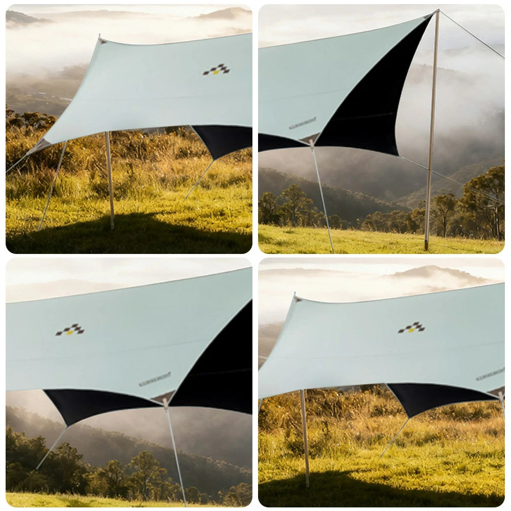 TREKKA 20 Square Meter Hexagonal Blackout Canopy - UPF50 Plus Sun Protection, 2.45m High Poles, Tear-Resistant 210D Oxford Shade Shelter - Mint Green