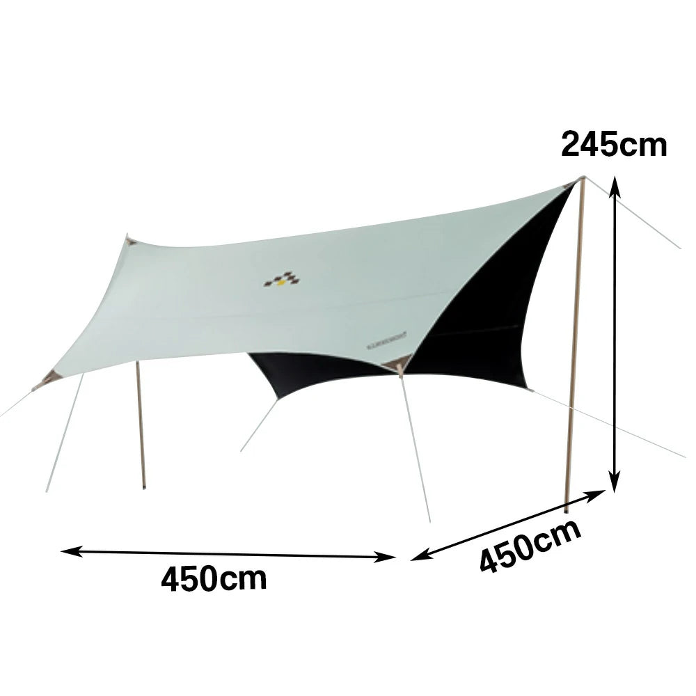 TREKKA 20 Square Meter Hexagonal Blackout Canopy - UPF50 Plus Sun Protection, 2.45m High Poles, Tear-Resistant 210D Oxford Shade Shelter - Mint Green