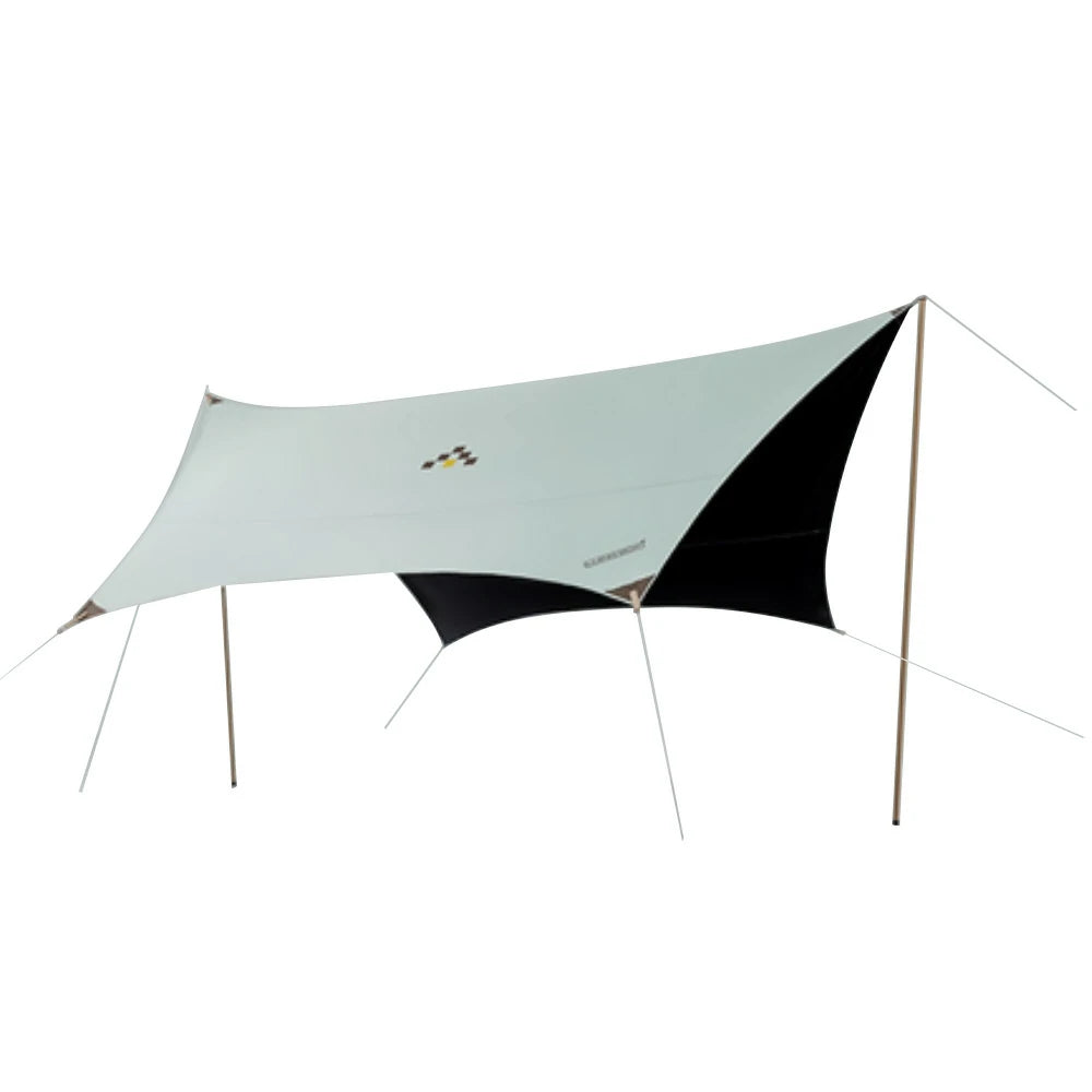 TREKKA 20 Square Meter Hexagonal Blackout Canopy - UPF50 Plus Sun Protection, 2.45m High Poles, Tear-Resistant 210D Oxford Shade Shelter - Mint Green