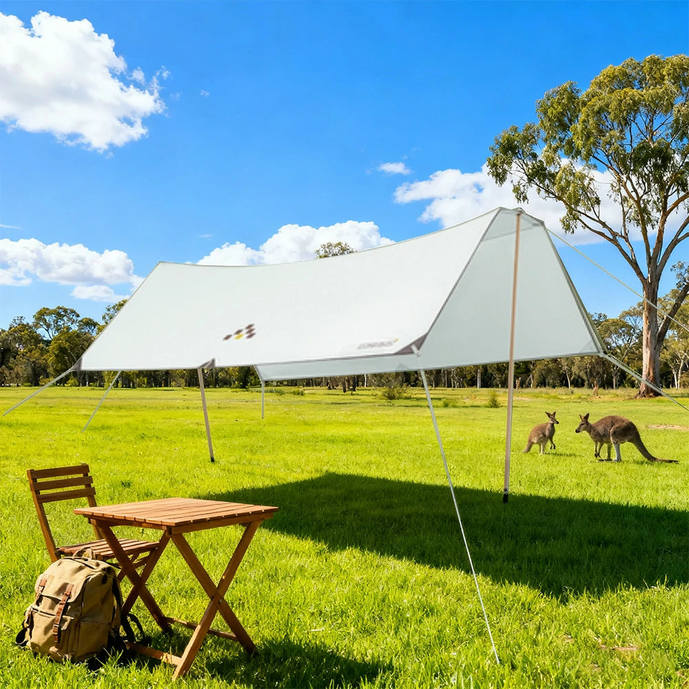 TREKKA 15 Square Meter Silver-Coated T-Wing Canopy - UPF50 Plus Sun Protection, 2.1m High Poles, Tear-Resistant 210D Oxford Shade Shelter - Mint Green