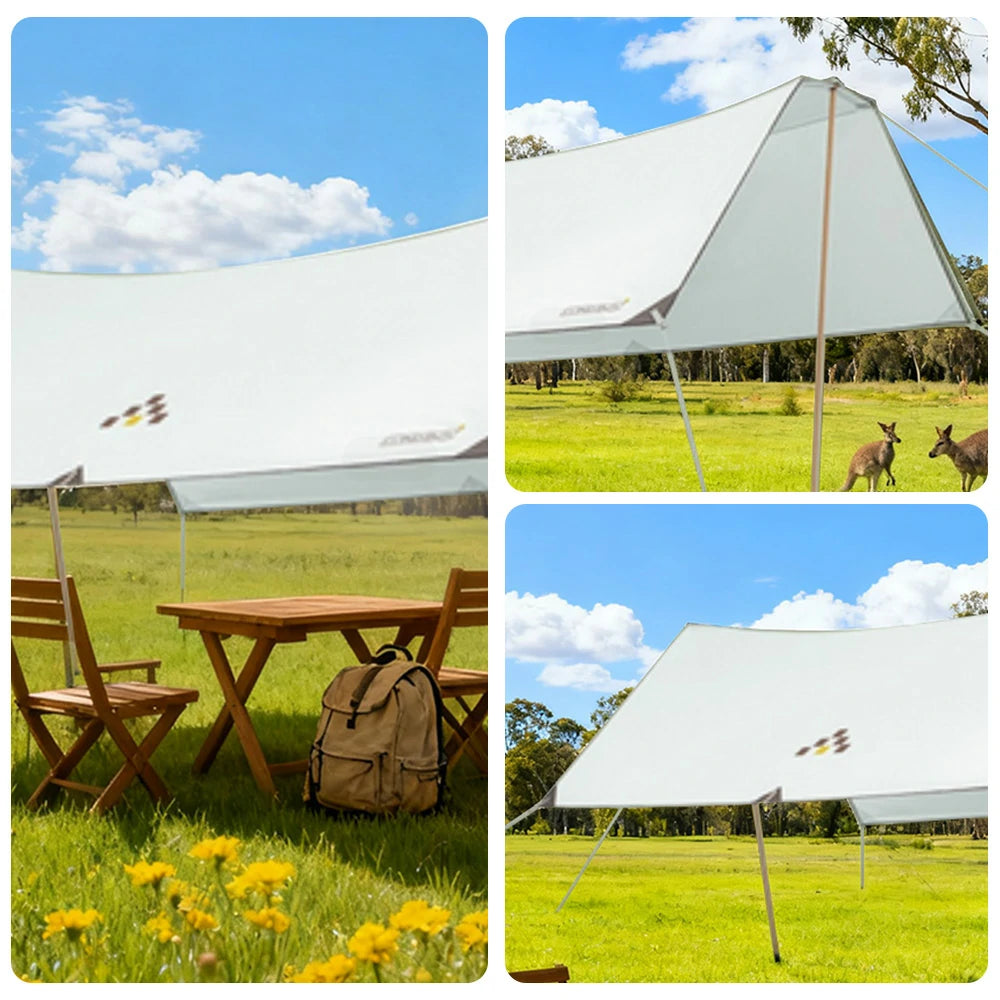 TREKKA 15 Square Meter Silver-Coated T-Wing Canopy - UPF50 Plus Sun Protection, 2.1m High Poles, Tear-Resistant 210D Oxford Shade Shelter - Mint Green
