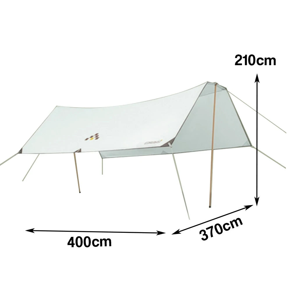 TREKKA 15 Square Meter Silver-Coated T-Wing Canopy - UPF50 Plus Sun Protection, 2.1m High Poles, Tear-Resistant 210D Oxford Shade Shelter - Mint Green
