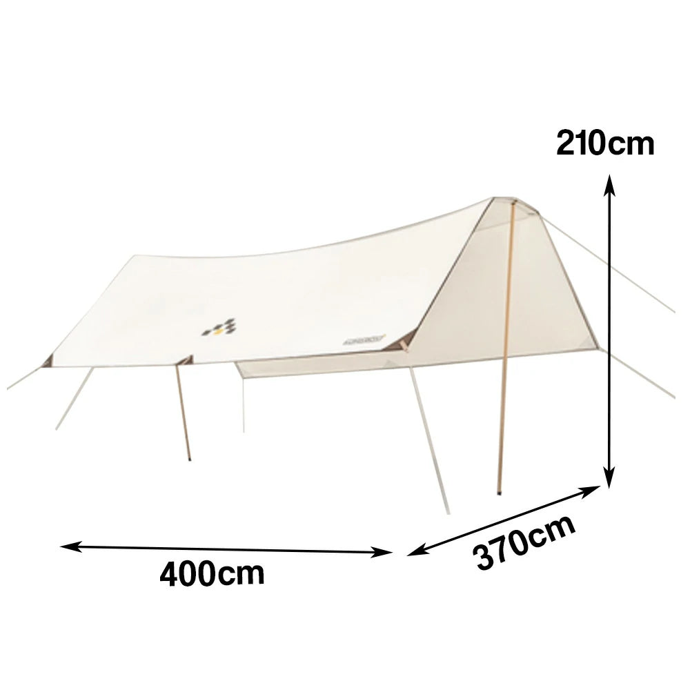 TREKKA 15 Square Meter Silver-Coated T-Wing Canopy - UPF50 Plus Sun Protection, 2.1m High Poles, Tear-Resistant 210D Oxford Shade Shelter - Beige