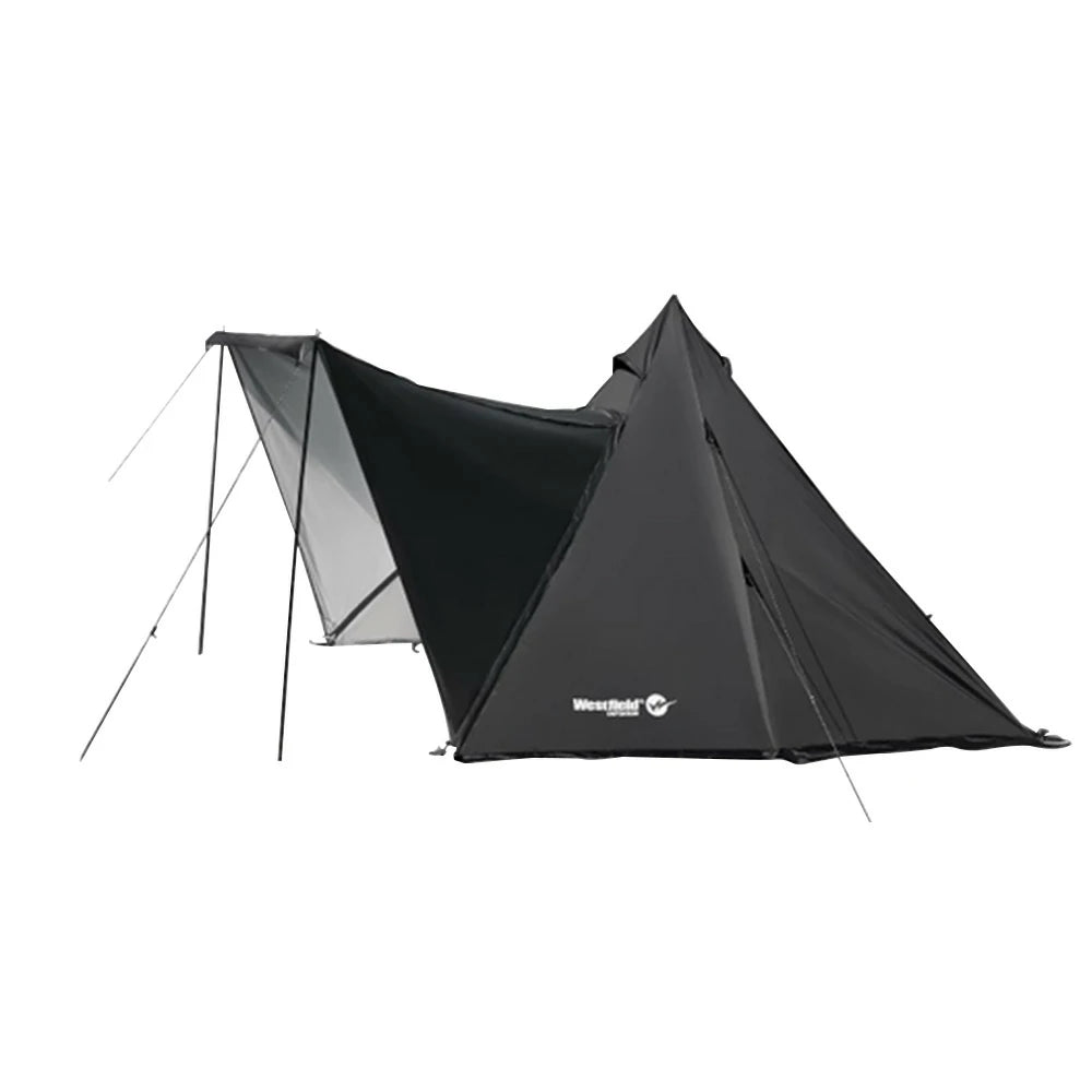 TREKKA Pole-Free Pyramid Camping Tent with Silver-Coated Fabric - Spacious Interior, Sun & Rain Protection, Multi-Setup Shelter - Silver