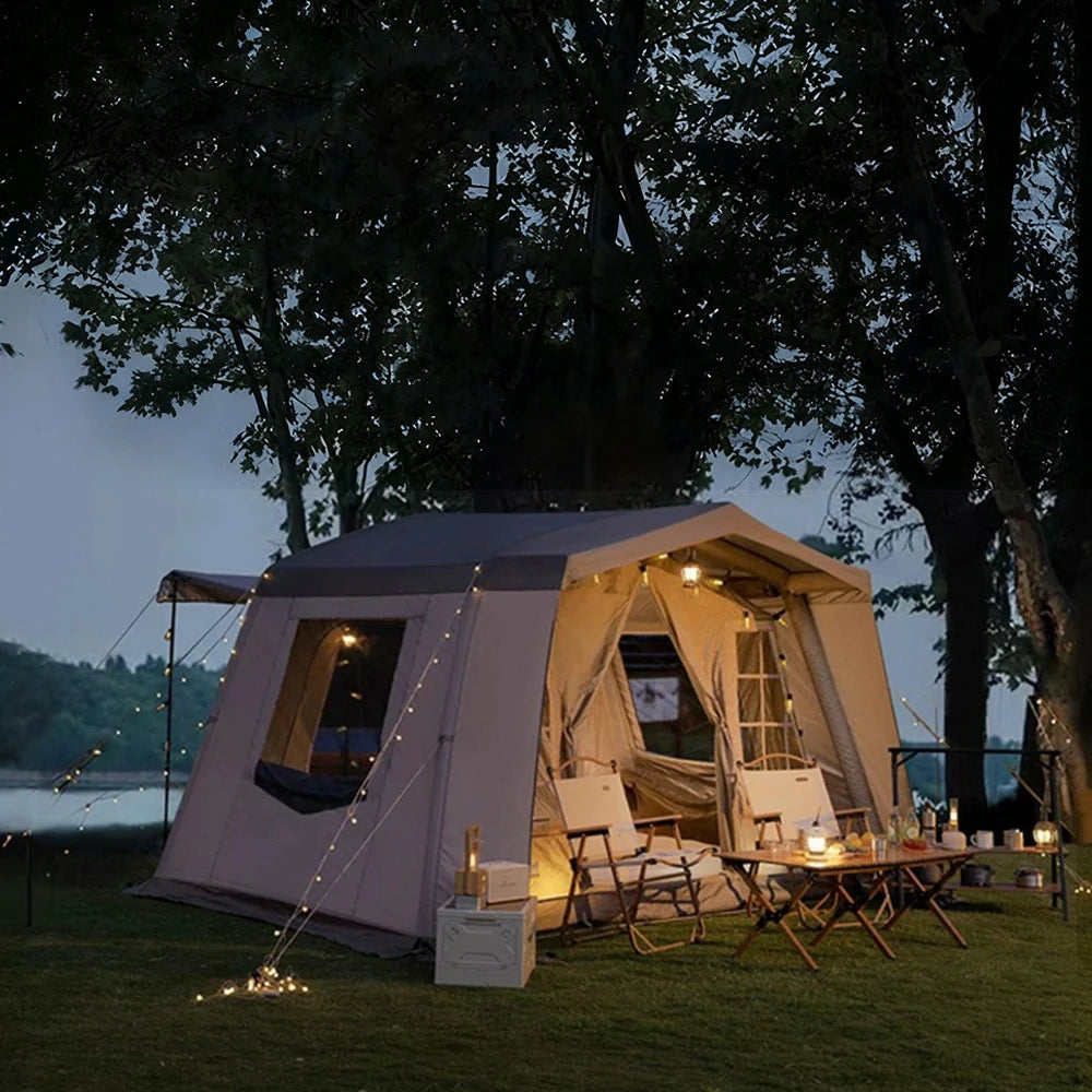 TREKKA Travel Inflatable Camping Tent with 11 Sq. m Spacious Interior - Fast Setup, Includes Air Pump, Lightweight Outdoor Shelter - Grey