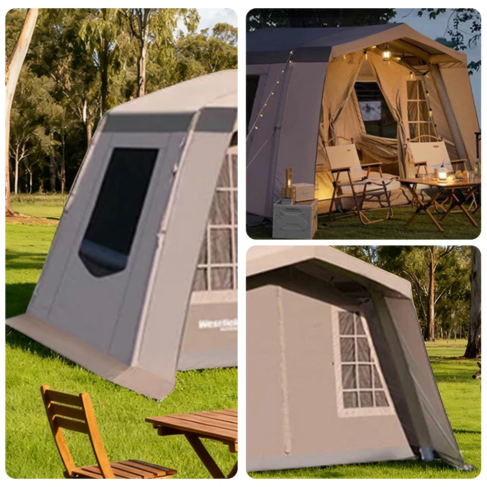 TREKKA Travel Inflatable Camping Tent with 11 Sq. m Spacious Interior - Fast Setup, Includes Air Pump, Lightweight Outdoor Shelter - Grey