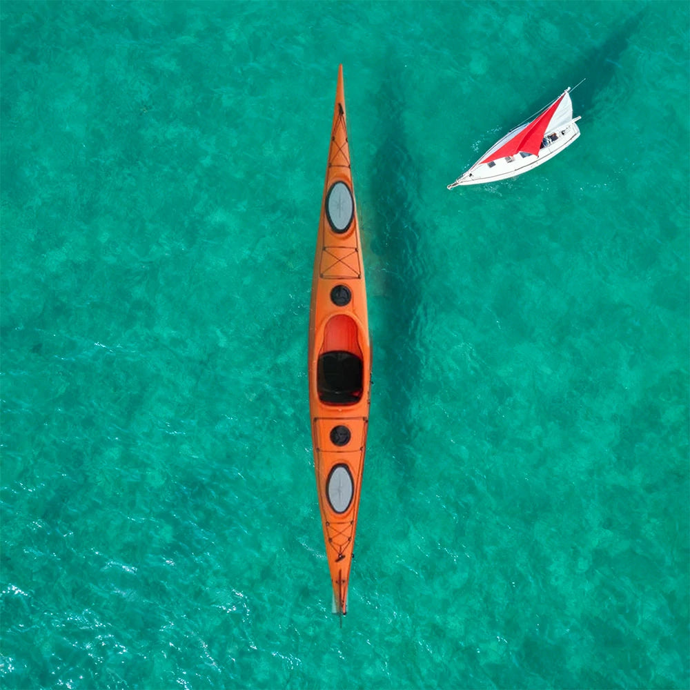 TREKKA Single Kayak Eco-Friendly LLDPE Durable Design Adjustable Footrests 486cm Ideal for Lakes & Rivers - Red