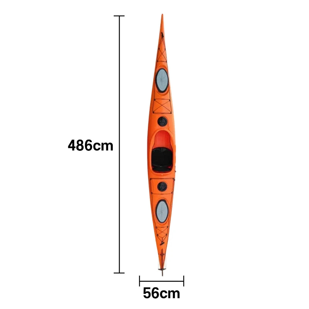 TREKKA Single Kayak Eco-Friendly LLDPE Durable Design Adjustable Footrests 486cm Ideal for Lakes & Rivers - Red