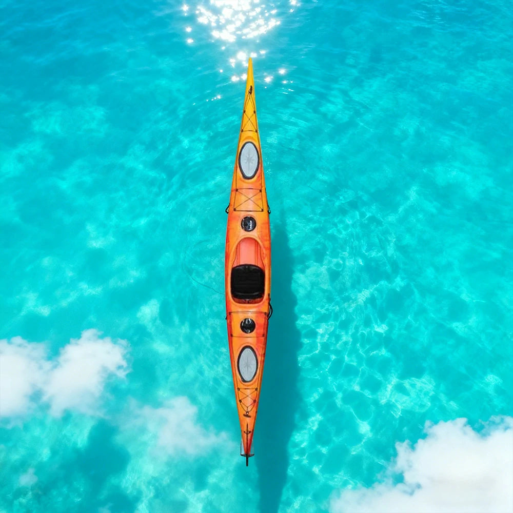 TREKKA Single Kayak Eco-Friendly LLDPE Durable Design Adjustable Footrests 486cm Ideal for Lakes & Rivers - Orange