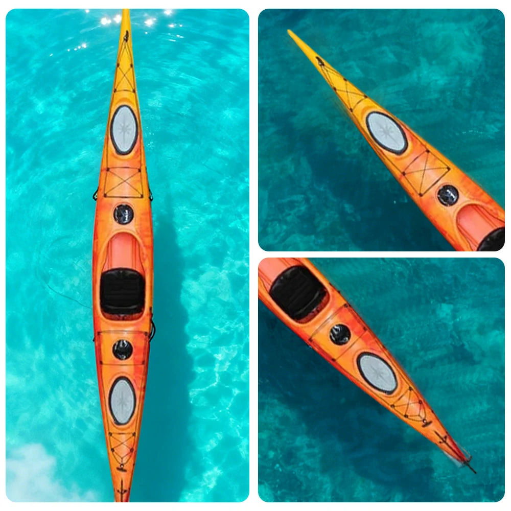 TREKKA Single Kayak Eco-Friendly LLDPE Durable Design Adjustable Footrests 486cm Ideal for Lakes & Rivers - Orange
