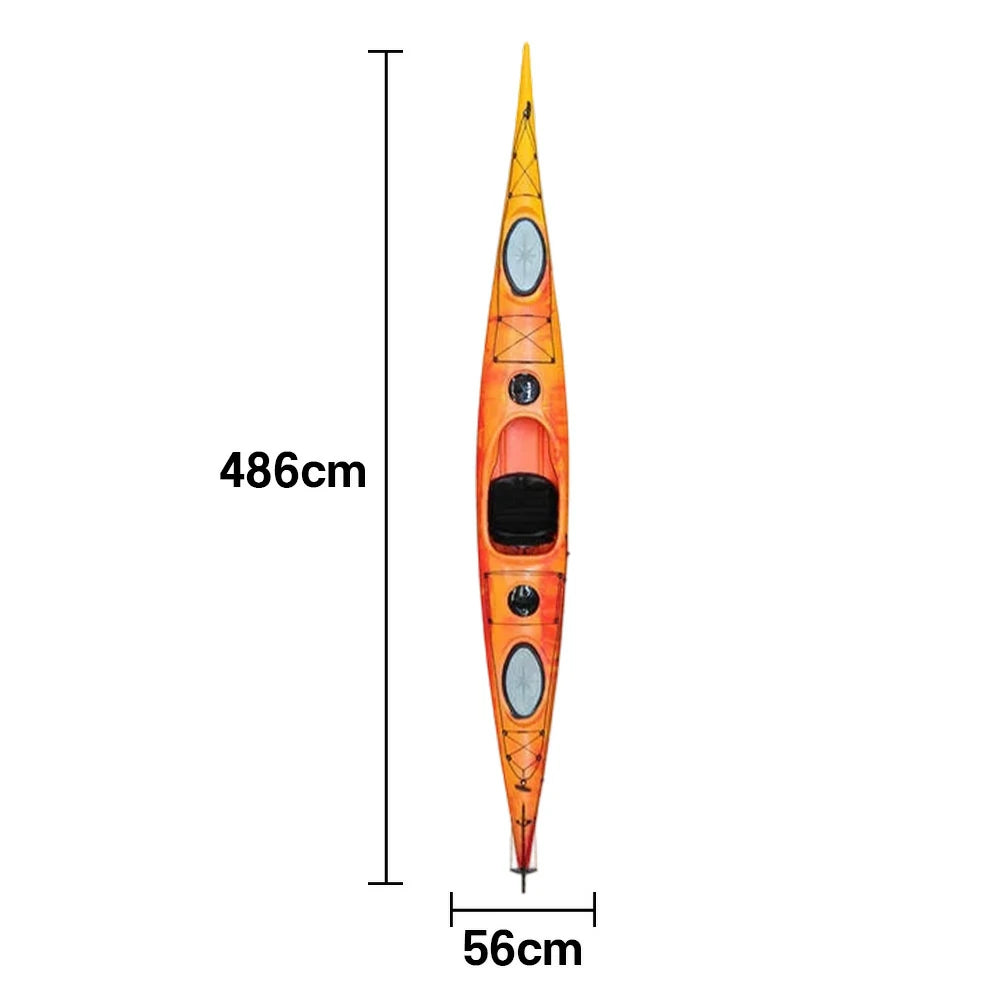 TREKKA Single Kayak Eco-Friendly LLDPE Durable Design Adjustable Footrests 486cm Ideal for Lakes & Rivers - Orange