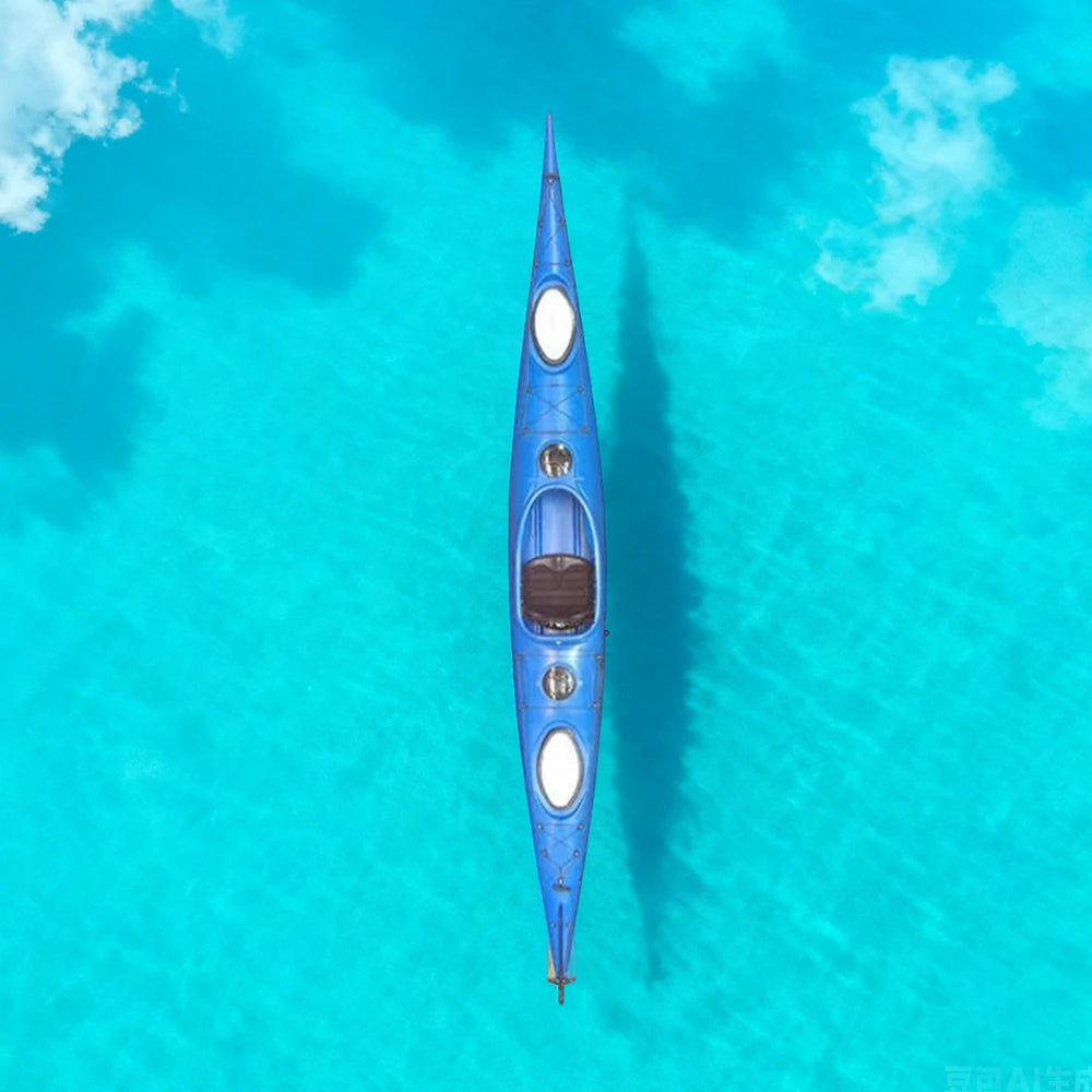 TREKKA Single Kayak Eco-Friendly LLDPE Durable Design Adjustable Footrests 486cm Ideal for Lakes & Rivers - Blue