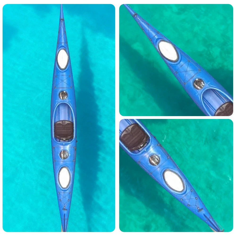 TREKKA Single Kayak Eco-Friendly LLDPE Durable Design Adjustable Footrests 486cm Ideal for Lakes & Rivers - Blue