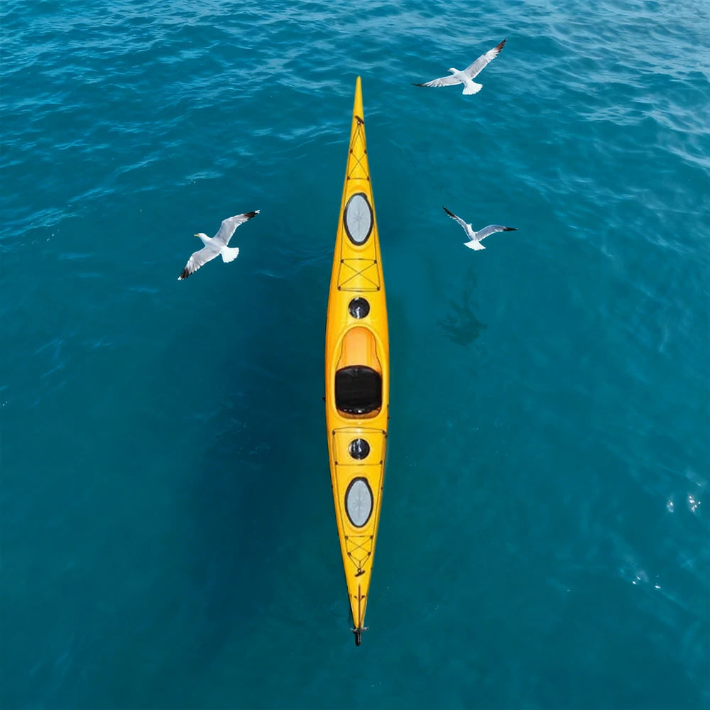 TREKKA Single Kayak Eco-Friendly LLDPE Durable Design Adjustable Footrests 486cm Ideal for Lakes & Rivers - Yellow