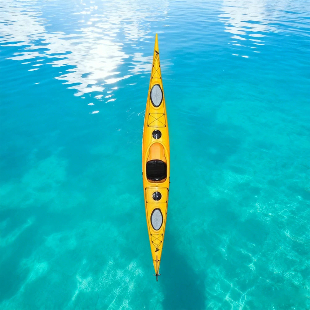 TREKKA Single Kayak Eco-Friendly LLDPE Durable Design Adjustable Footrests 486cm Ideal for Lakes & Rivers - Yellow