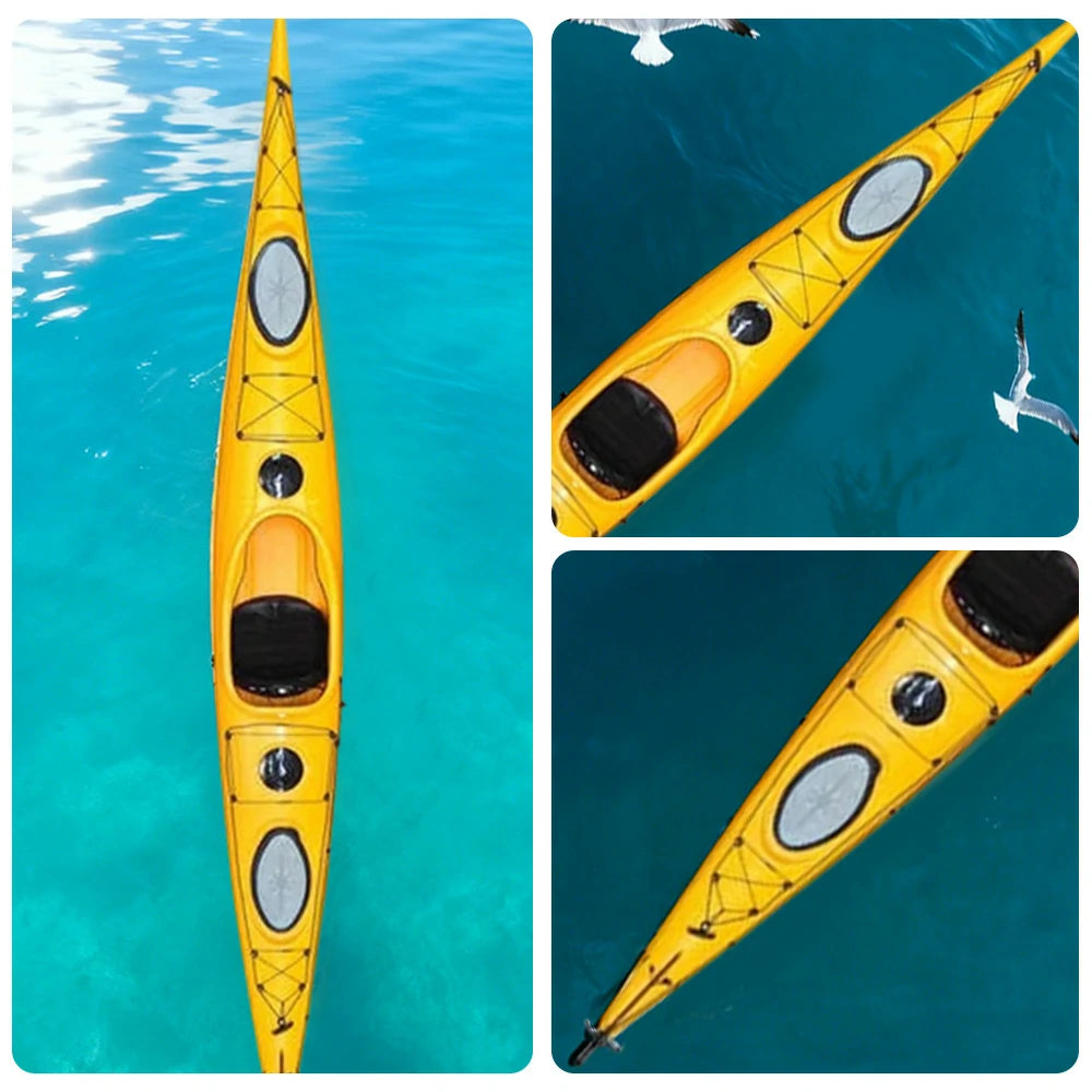 TREKKA Single Kayak Eco-Friendly LLDPE Durable Design Adjustable Footrests 486cm Ideal for Lakes & Rivers - Yellow