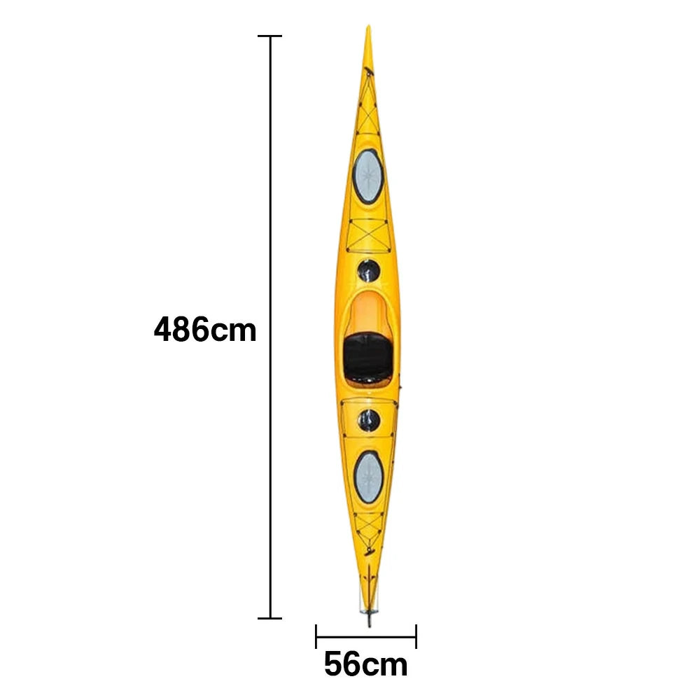 TREKKA Single Kayak Eco-Friendly LLDPE Durable Design Adjustable Footrests 486cm Ideal for Lakes & Rivers - Yellow