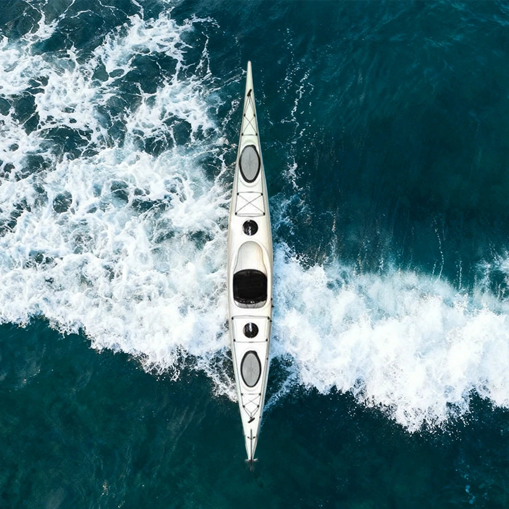 TREKKA Single Kayak Eco-Friendly LLDPE Durable Design Adjustable Footrests 486cm Ideal for Lakes & Rivers - White