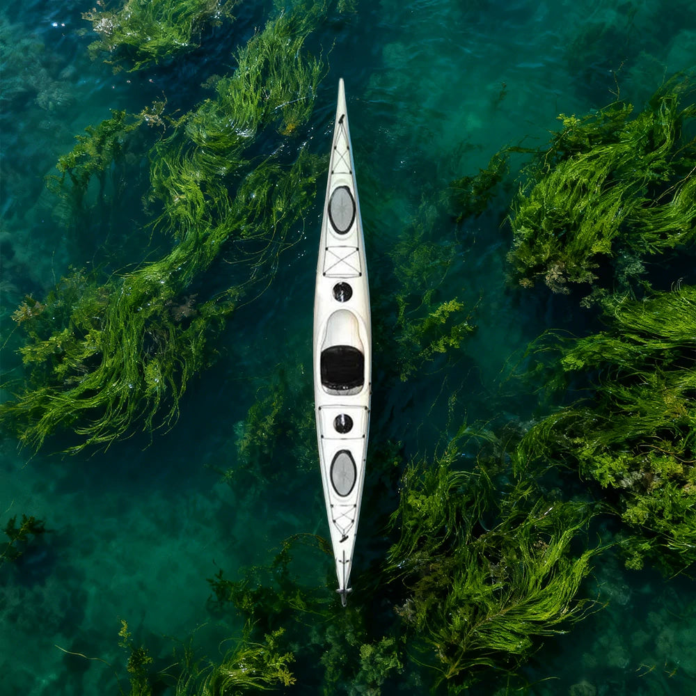 TREKKA Single Kayak Eco-Friendly LLDPE Durable Design Adjustable Footrests 486cm Ideal for Lakes & Rivers - White