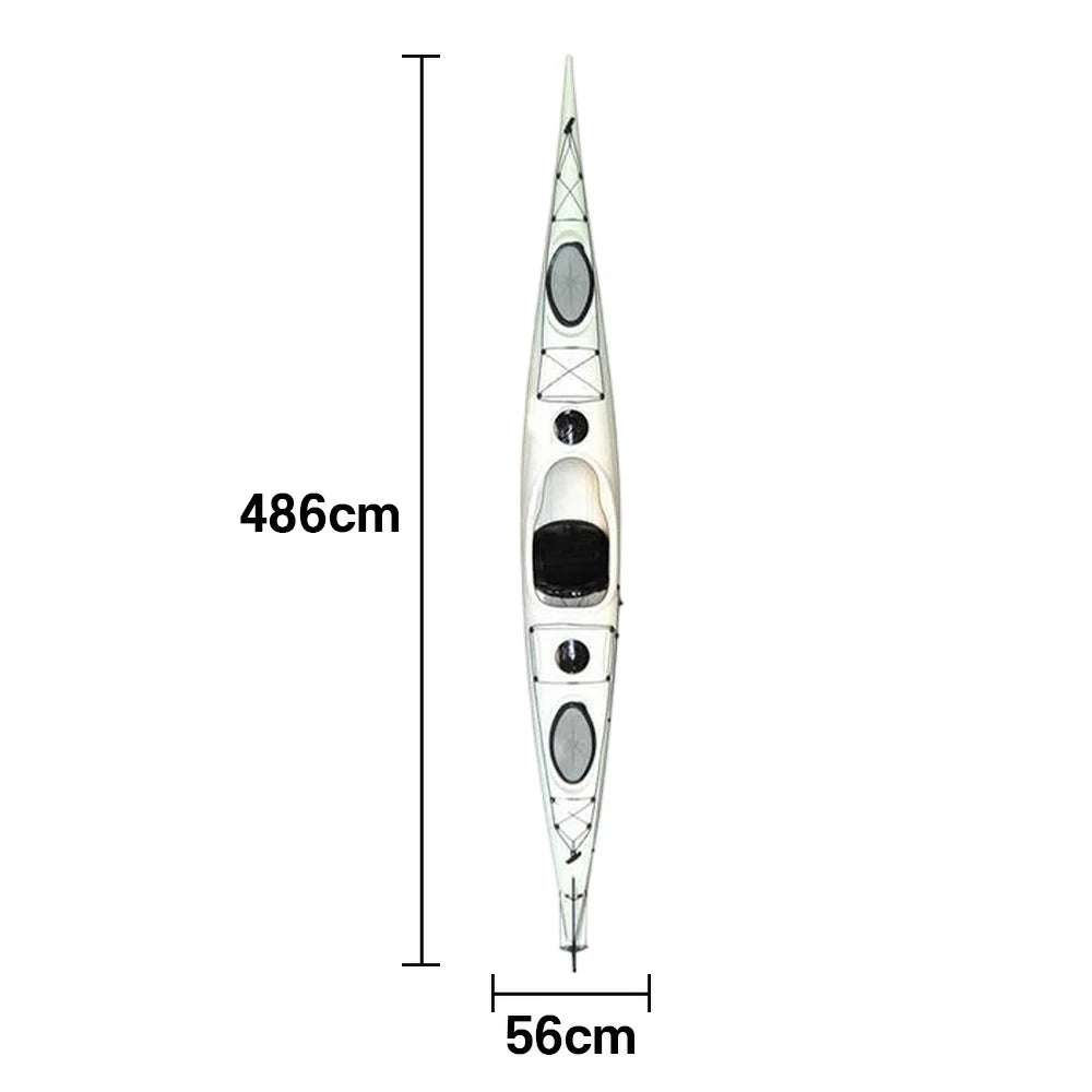 TREKKA Single Kayak Eco-Friendly LLDPE Durable Design Adjustable Footrests 486cm Ideal for Lakes & Rivers - White