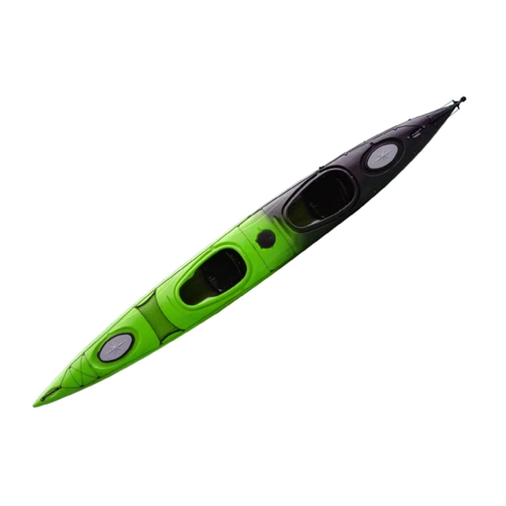 TREKKA 2-Person Inflatable Kayak Eco-Friendly LLDPE Durable Design Adjustable Footrests Ideal for Lakes & Rivers - Green