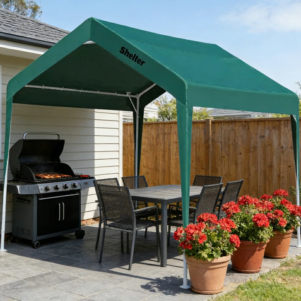 TREKKA Outdoor Pop-Up Gazebo - 3x3m Canopy Only, Reinforced Steel Frame, Waterproof & UV-Resistant Fabric, Wind-Stable Structure, Quick Assembly - Green