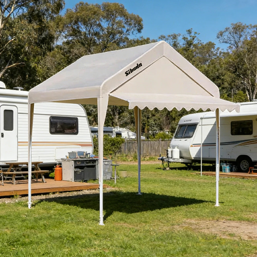 TREKKA Outdoor Pop-Up Gazebo - 3x3m Canopy Only with Wave Edge Awning, Reinforced Steel Frame, Waterproof & UV50+ Fabric, Wind-Stable Structure, Quick Assembly - Beige