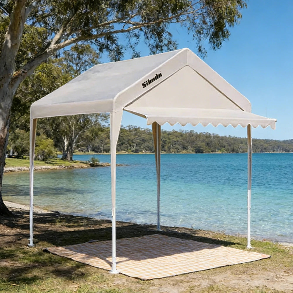 TREKKA Outdoor Pop-Up Gazebo - 3x3m Canopy Only with Wave Edge Awning, Reinforced Steel Frame, Waterproof & UV50+ Fabric, Wind-Stable Structure, Quick Assembly - Beige