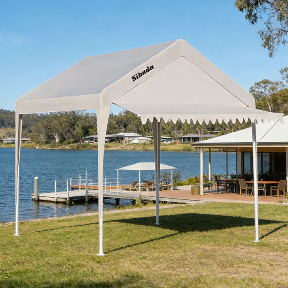 TREKKA Outdoor Pop-Up Gazebo - 3x3m Canopy Only with Triangle Edge Awning, Reinforced Steel Frame, Waterproof & UV50+ Fabric, Wind-Stable Structure, Quick Assembly - Beige