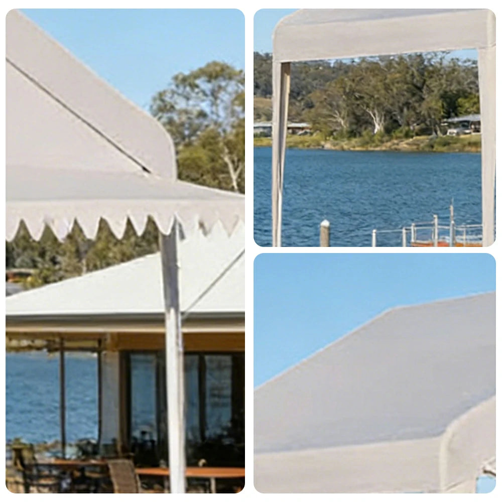 TREKKA Outdoor Pop-Up Gazebo - 3x3m Canopy Only with Triangle Edge Awning, Reinforced Steel Frame, Waterproof & UV50+ Fabric, Wind-Stable Structure, Quick Assembly - Beige