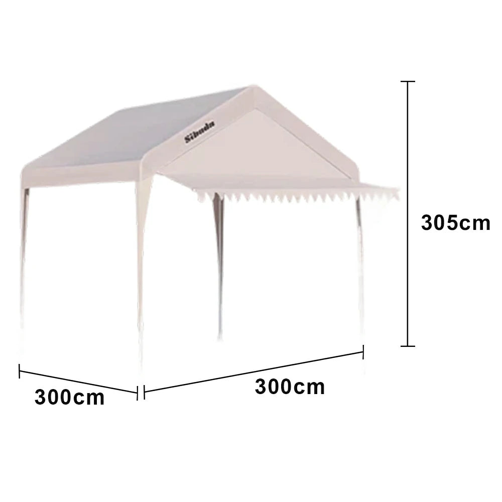 TREKKA Outdoor Pop-Up Gazebo - 3x3m Canopy Only with Triangle Edge Awning, Reinforced Steel Frame, Waterproof & UV50+ Fabric, Wind-Stable Structure, Quick Assembly - Beige