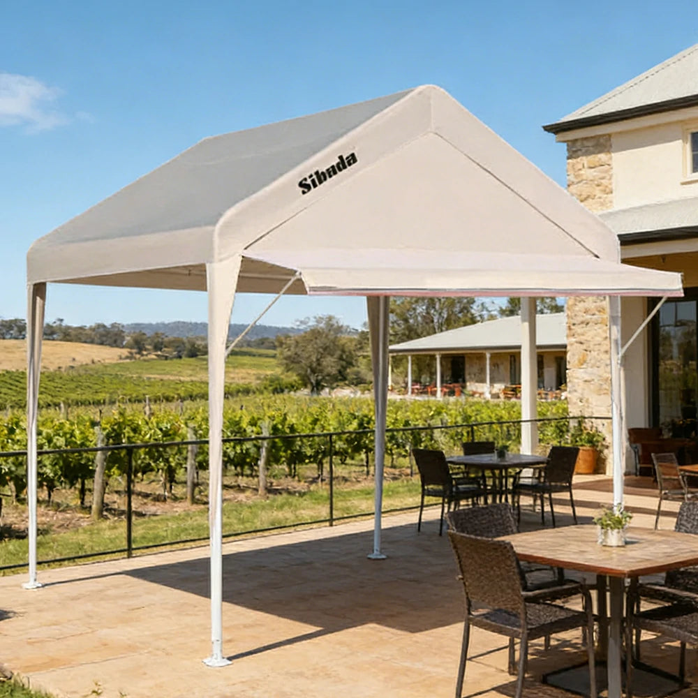 TREKKA Outdoor Pop-Up Gazebo - 3x3m Canopy Only with Straight Edge Awning, Reinforced Steel Frame, Waterproof & UV-Resistant Fabric, Wind-Stable Structure, Quick Assembly - Beige