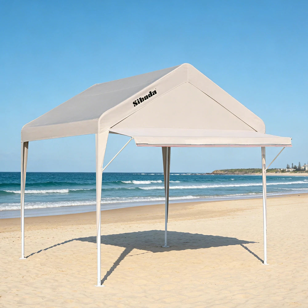 TREKKA Outdoor Pop-Up Gazebo - 3x3m Canopy Only with Straight Edge Awning, Reinforced Steel Frame, Waterproof & UV-Resistant Fabric, Wind-Stable Structure, Quick Assembly - Beige