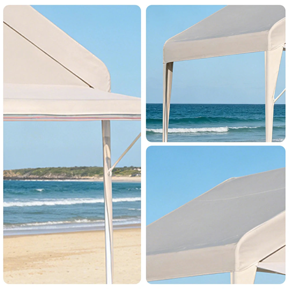 TREKKA Outdoor Pop-Up Gazebo - 3x3m Canopy Only with Straight Edge Awning, Reinforced Steel Frame, Waterproof & UV-Resistant Fabric, Wind-Stable Structure, Quick Assembly - Beige
