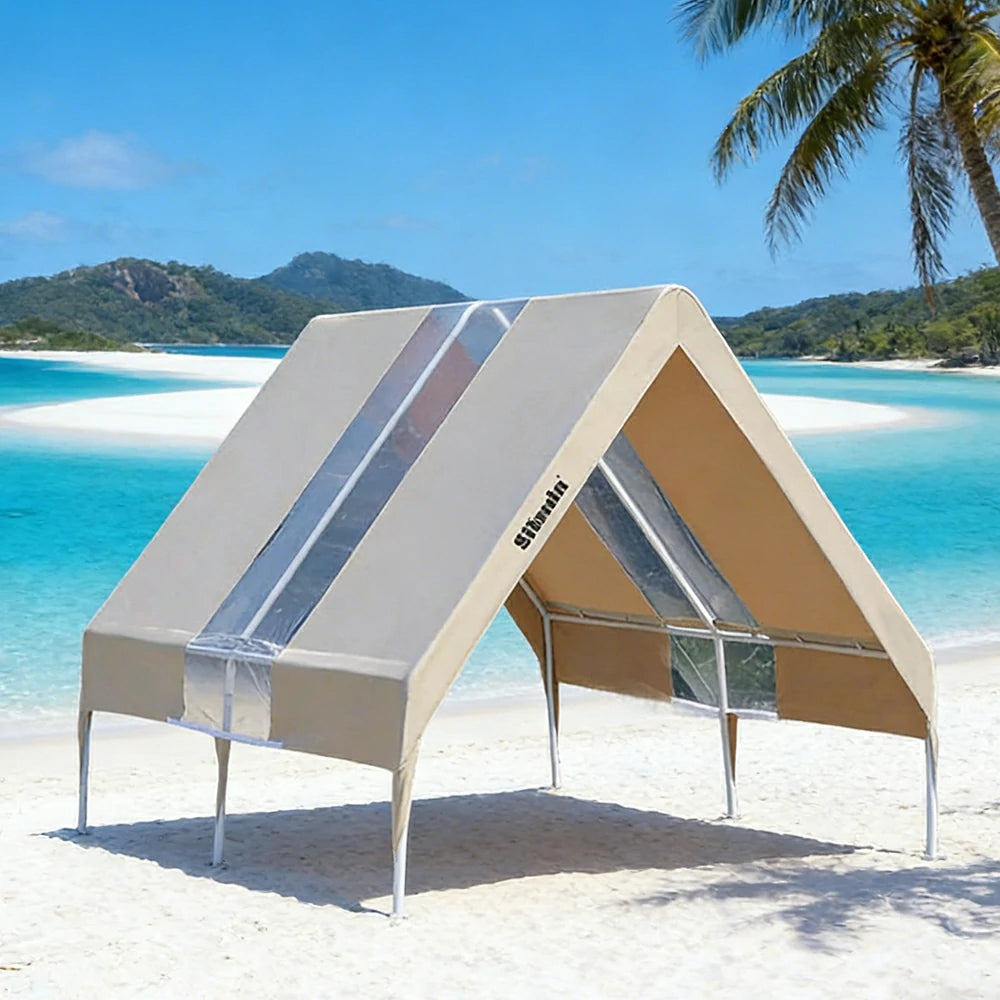 TREKKA Extra-Thick Outdoor Canopy Tent - 3x4m Cover with Single Transparent Panel, Reinforced Steel Frame, Wind-Stable Structure, Waterproof & UV-Resistant Material - Clear