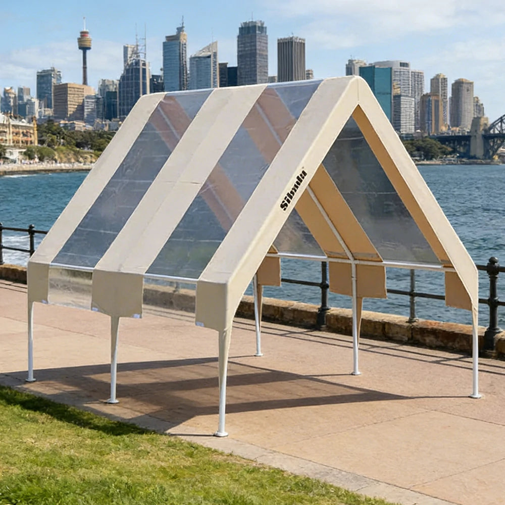 TREKKA Extra-Thick Outdoor Canopy Tent - 3x4m Cover with Dual Transparent Panels, Reinforced Steel Frame, Wind-Stable Structure, Waterproof & UV-Resistant Material - Clear