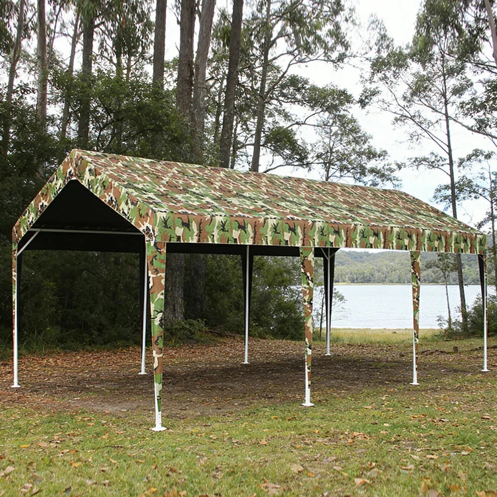 TREKKA Heavy-Duty Outdoor Canopy Tent - 3x6m Large Canopy with Reinforced Steel Frame, Waterproof & UV-Resistant Fabric, Wind-Stable Structure - Camouflage
