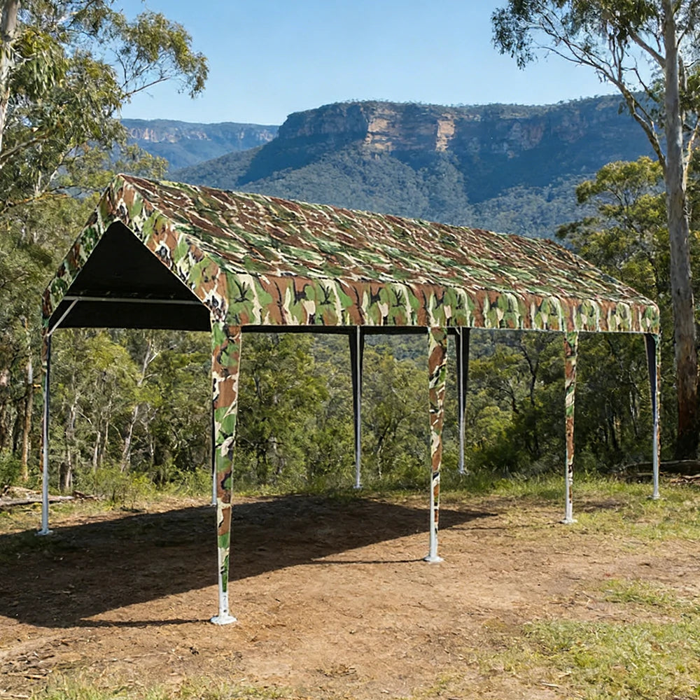 TREKKA Heavy-Duty Outdoor Canopy Tent - 3x6m Large Canopy with Reinforced Steel Frame, Waterproof & UV-Resistant Fabric, Wind-Stable Structure - Camouflage